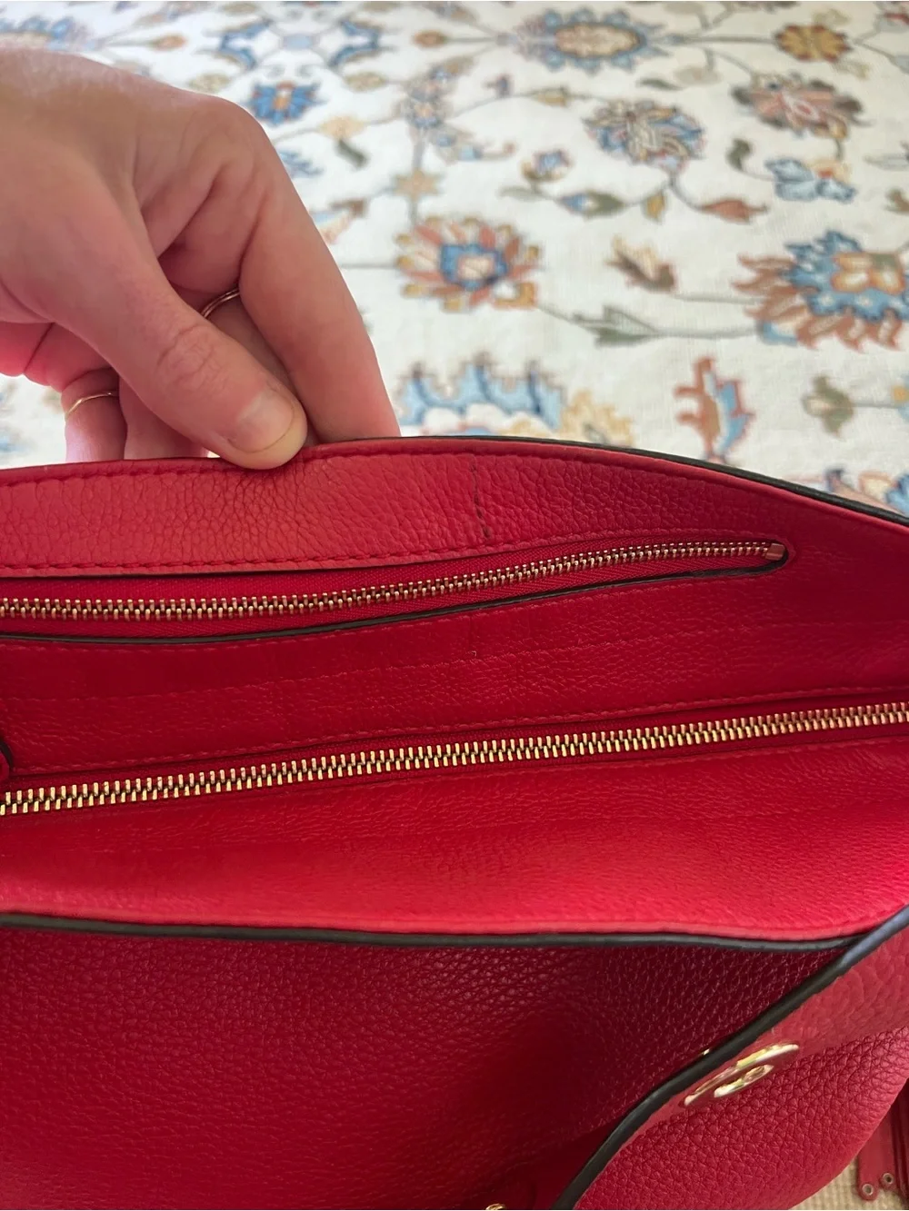 Michael Kors Red Pebbled Leather Hobo with Tassel